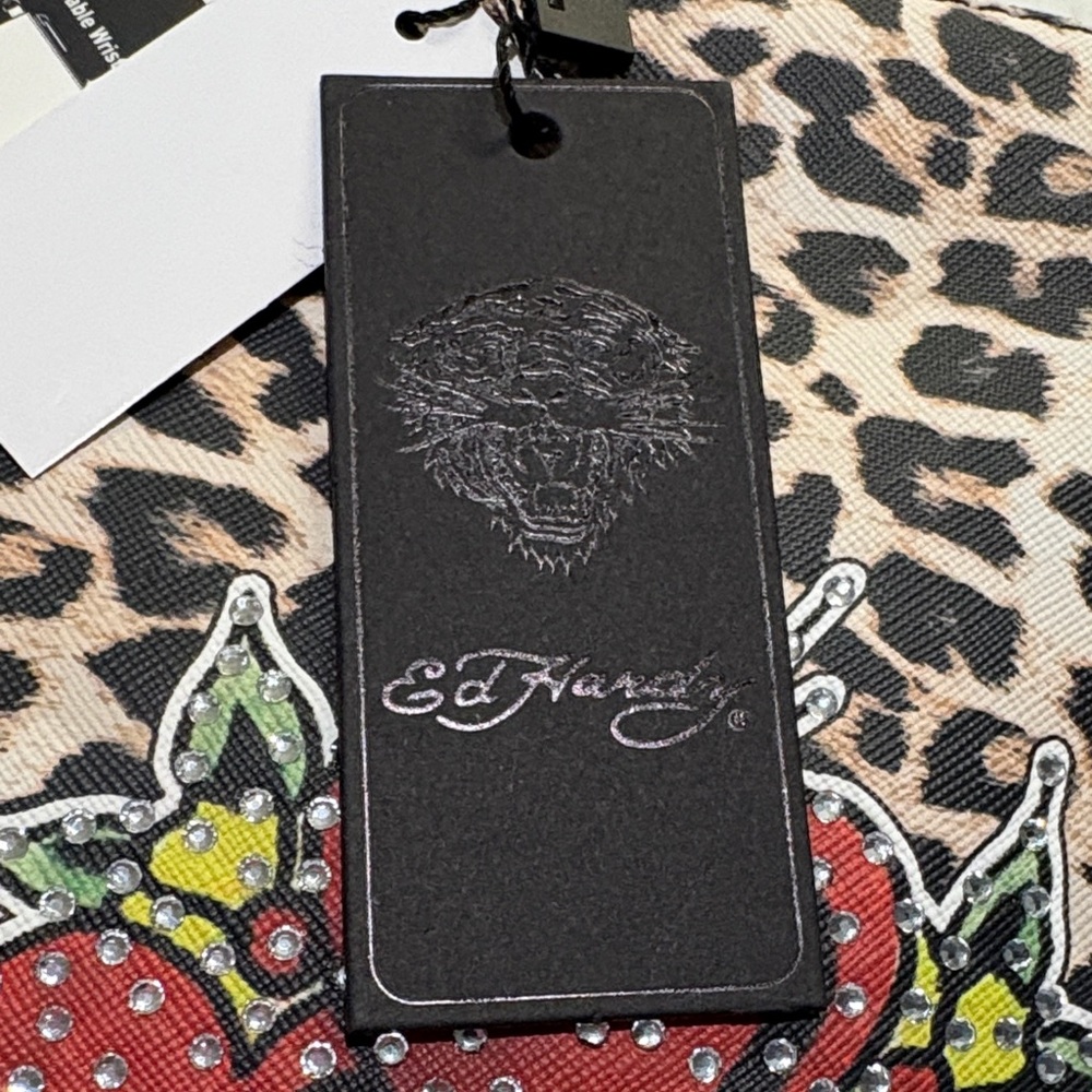 Ed Hardy Leopard Wristlet with Heart Motif - Picture 7 of 8